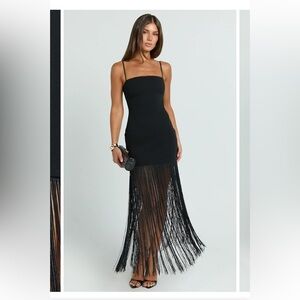 Showpo Black Fringe Dress